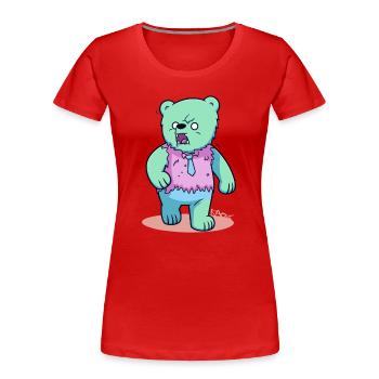 Wütender lustiger Bonbon Farben Bär - Frauen Premium Bio T-Shirt - Rot - Vorne - Mia (176cm)