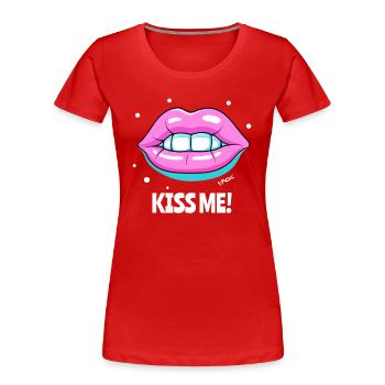 Bonbon Farben Mun, Küss mich! - Frauen Premium Bio T-Shirt - Rot - Vorne - Mia (176cm)