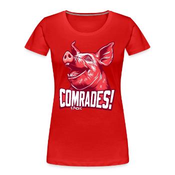 Parodie kommunistisches Genossen Schwein - Frauen Premium Bio T-Shirt - Rot - Vorne - Mia (176cm)