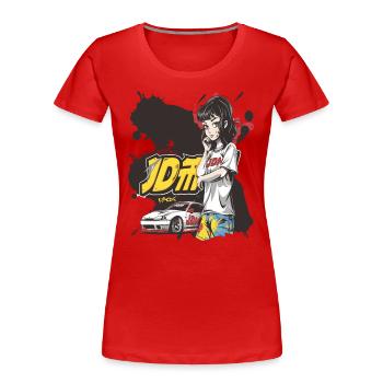 Niedliches Anime-Mädchen als JDM Straßenrennfahrer - Frauen Premium Bio T-Shirt - Rot - Vorne - Mia (176cm)