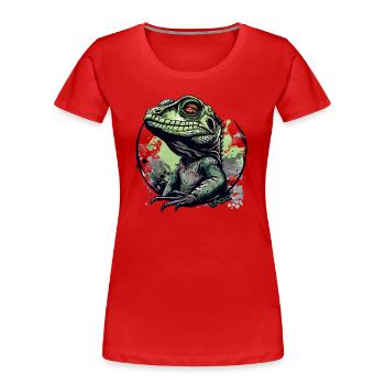 Wasser-Drachen-Echse, eine Wasseragame - Frauen Premium Bio T-Shirt - Rot - Vorne - Mia (176cm)