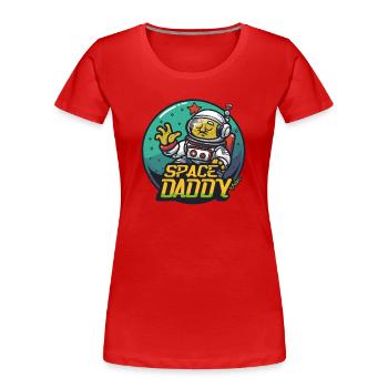 Space Daddy Sci-Fi Astronaut - Frauen Premium Bio T-Shirt - Rot - Vorne - Mia (176cm)