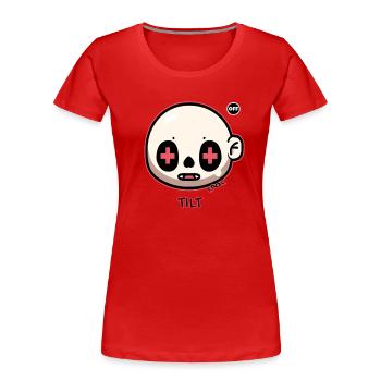 tilt, cartoon face, off - Frauen Premium Bio T-Shirt - Rot - Vorne - Mia (176cm)
