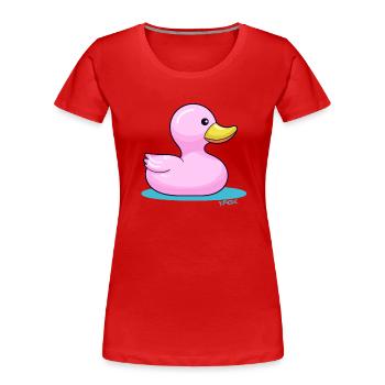 Eine Bonbon-farbene Badewannen Gummi Ente - Frauen Premium Bio T-Shirt - Rot - Vorne - Mia (176cm)