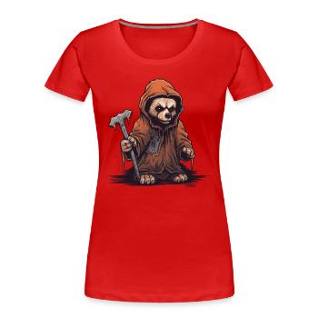 L’ours Faucheuse - T-shirt bio Premium Femme - rouge - Devant - Mia (176cm)