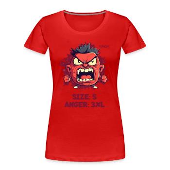 Size S, Rage 3XL Size: Angry Little Guy - Women's Premium Organic T-Shirt - red - Front - Mia (176cm)