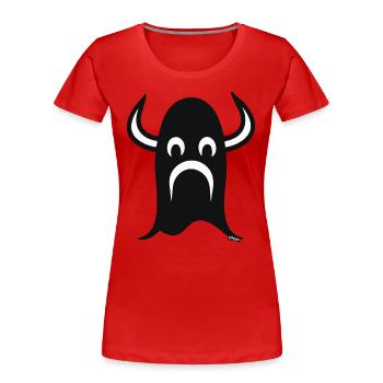 Viking Cartoon Face Helmet - Women's Premium Organic T-Shirt - red - Front - Mia (176cm)