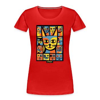 Coloré Pop Art Chaos chaton chats - T-shirt bio Premium Femme - rouge - Devant - Mia (176cm)