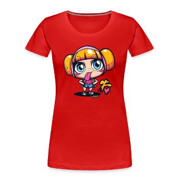 Illustration coquine de fille d’anime de dessin animé - T-shirt bio Premium Femme - rouge - Devant - Mia (176cm)