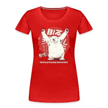 Der bipolare Polarbär Eisbär winkt zum Abschied - Frauen Premium Bio T-Shirt - Rot - Vorne - Mia (176cm)