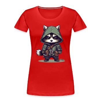 Prinz der Diebe: Waschbär - Frauen Premium Bio T-Shirt - Rot - Vorne - Mia (176cm)