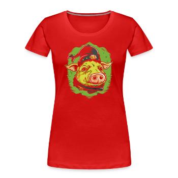 Robin Schwein und die Bruderschaft - Frauen Premium Bio T-Shirt - Rot - Vorne - Mia (176cm)