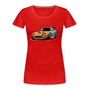 Voiture de sport de bande dessinée cool - T-shirt bio Premium Femme - rouge - Devant - Mia (176cm)
