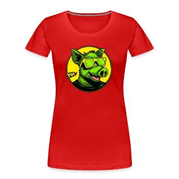 Le cochon le plus cool, yo - T-shirt bio Premium Femme - rouge - Devant - Mia (176cm)