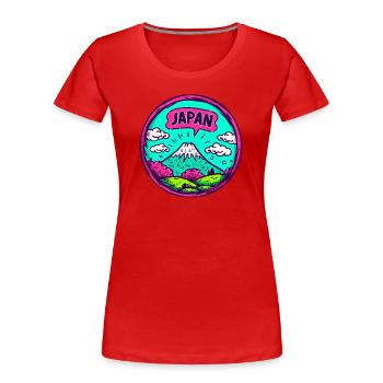 Niedlicher Cartoon vom Mount Fuji, Japan - Frauen Premium Bio T-Shirt - Rot - Vorne - Mia (176cm)
