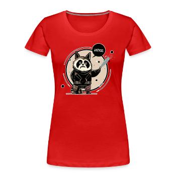 Waschbär fordert Gerechtigkeit - Frauen Premium Bio T-Shirt - Rot - Vorne - Mia (176cm)