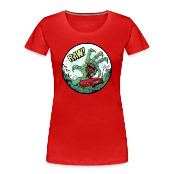 Zombie hand out of the grave with meat - Women's Premium Organic T-Shirt - red - Front - Mia (176cm)