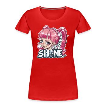 Drôle cool anime fille avec crâne, poutres - T-shirt bio Premium Femme - rouge - Devant - Mia (176cm)