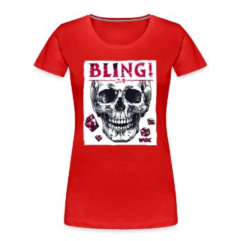 Diamants, rubis et crânes - T-shirt bio Premium Femme - rouge - Devant - Mia (176cm)
