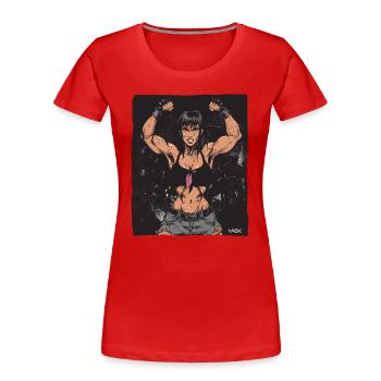 Guerrier de la remise en forme prêt au combat - T-shirt bio Premium Femme - rouge - Devant - Mia (176cm)
