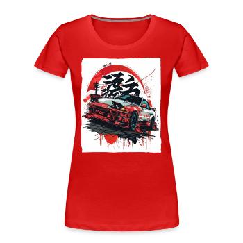 Straßenrennen mit japanischen JDM-Autos der 90er - Frauen Premium Bio T-Shirt - Rot - Vorne - Mia (176cm)