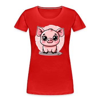 Niedliches kleines Schweinchen Ferkel Schwein - Frauen Premium Bio T-Shirt - Rot - Vorne - Mia (176cm)