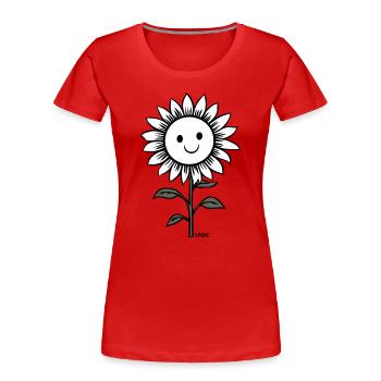Cheerful Sunflower - Women's Premium Organic T-Shirt - red - Front - Mia (176cm)