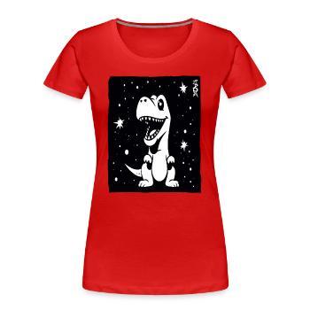 Einige Sterne und ein niedlicher Dino - Frauen Premium Bio T-Shirt - Rot - Vorne - Mia (176cm)
