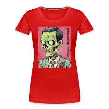 Gekleidet, um zu beeindrucken: Zombie-Gentleman - Frauen Premium Bio T-Shirt - Rot - Vorne - Mia (176cm)