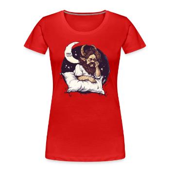 Archange endormi avec des cornes et la lune - T-shirt bio Premium Femme - rouge - Devant - Mia (176cm)