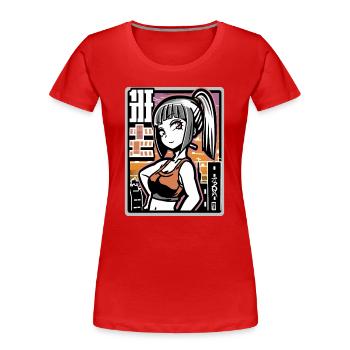 Anime Naughty City Girl - Women's Premium Organic T-Shirt - red - Front - Mia (176cm)