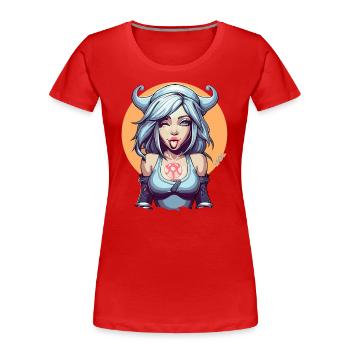 L’ancienne déesse de l’espièglerie et des farces - T-shirt bio Premium Femme - rouge - Devant - Mia (176cm)