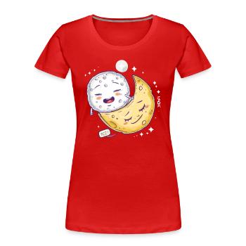 Sleepy Mozzarella Cheese on a Cheese Moon - Women's Premium Organic T-Shirt - red - Front - Mia (176cm)