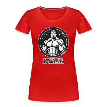 Bodybuilding Gym: Muscle Check - Women's Premium Organic T-Shirt - red - Front - Mia (176cm)