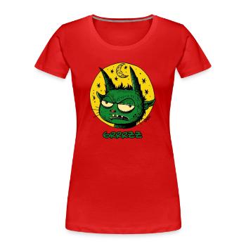 A Green Sleeping Leprechaun with Moon and Stars - Women's Premium Organic T-Shirt - red - Front - Mia (176cm)