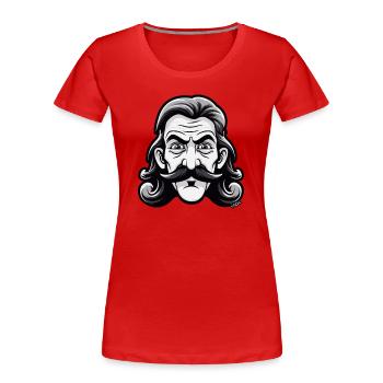 Mustache Man with Neck Mat Mullet - Women's Premium Organic T-Shirt - red - Front - Mia (176cm)