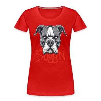 Unvorbereitet allein etwas riskieren, unverfälscht - Frauen Premium Bio T-Shirt - Rot - Vorne - Mia (176cm)