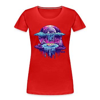 Das Auge im Himmel und ein schmelzendes Portal - Frauen Premium Bio T-Shirt - Rot - Vorne - Mia (176cm)