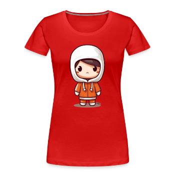 Mignon Kawaii Chibi Kid avec veste à capuche - T-shirt bio Premium Femme - rouge - Devant - Mia (176cm)
