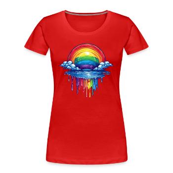 Wolken- und Regenbogen-Portal - Frauen Premium Bio T-Shirt - Rot - Vorne - Mia (176cm)