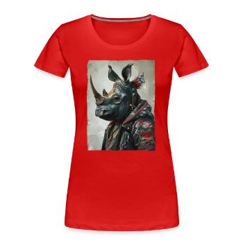 Patriotischer Punk-Nashorn - Frauen Premium Bio T-Shirt - Rot - Vorne - Mia (176cm)