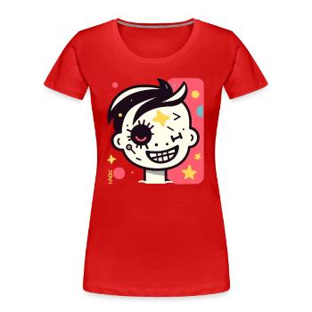 Abstraktes Lustiges Cooles Cartoon-Kind - Frauen Premium Bio T-Shirt - Rot - Vorne - Mia (176cm)