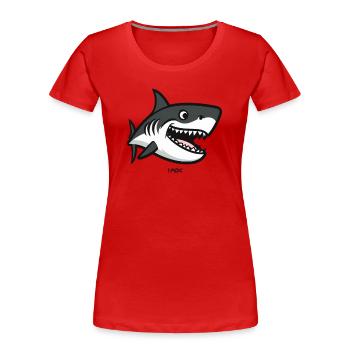 Funny, silly shark - Women's Premium Organic T-Shirt - red - Front - Mia (176cm)