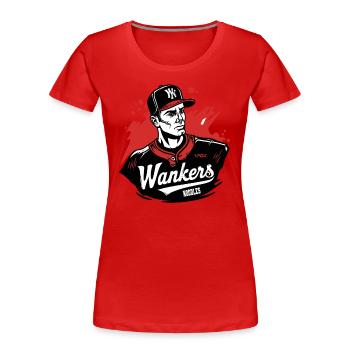Parodie Baseball Softball Team schlaffe Nudeln - Frauen Premium Bio T-Shirt - Rot - Vorne - Mia (176cm)