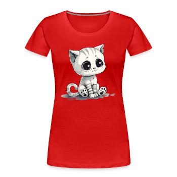 Süßes kleines trauriges Kätzchen - Frauen Premium Bio T-Shirt - Rot - Vorne - Mia (176cm)