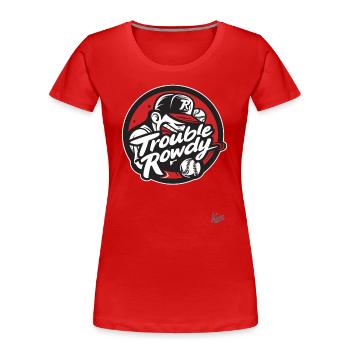 Lustige Sport-Parodie: Baseball-Team Trouble Rowdy - Frauen Premium Bio T-Shirt - Rot - Vorne - Mia (176cm)