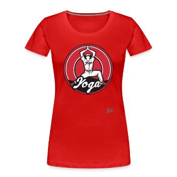 Lustige Sport Parodie: Baseball Yoga - Frauen Premium Bio T-Shirt - Rot - Vorne - Mia (176cm)