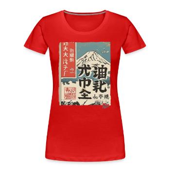 Japanische Postkarte vom Berg Fuji - Frauen Premium Bio T-Shirt - Rot - Vorne - Mia (176cm)