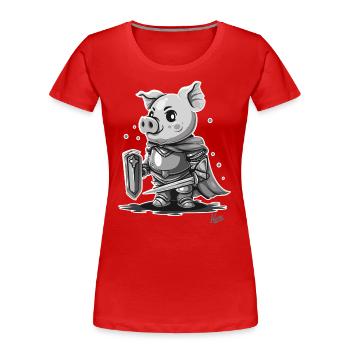 Ruhm eines Ritter Schwein - Frauen Premium Bio T-Shirt - Rot - Vorne - Mia (176cm)