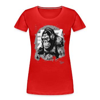Funky Musik Kopfhörer Schimpansen-Affe - Frauen Premium Bio T-Shirt - Rot - Vorne - Mia (176cm)
